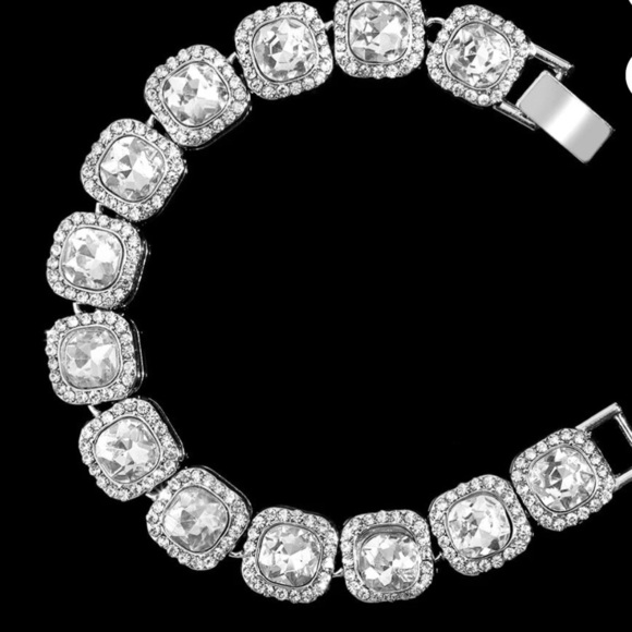 - Stackable Full Crystal 13mm cushion cut with halo Tennis Chain Bracelet
… - Picture 9 of 13